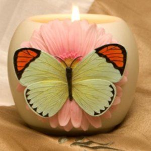 Orange Tip Butterfly Votive candle holder - marble